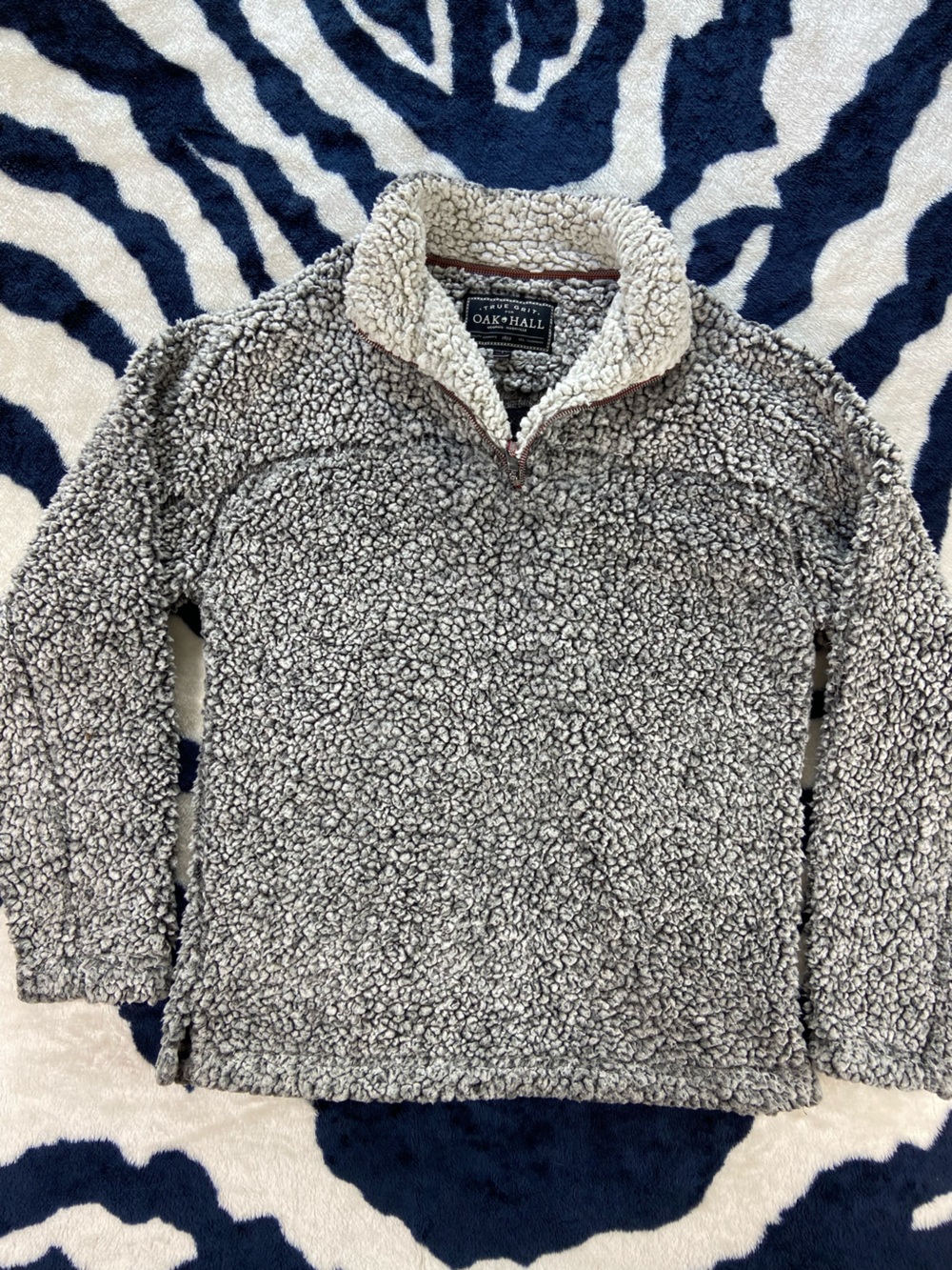 True Grit Oak Hall Sherpa Frosted Tips Pebbles Fleece Quarter Zip Mens Small S